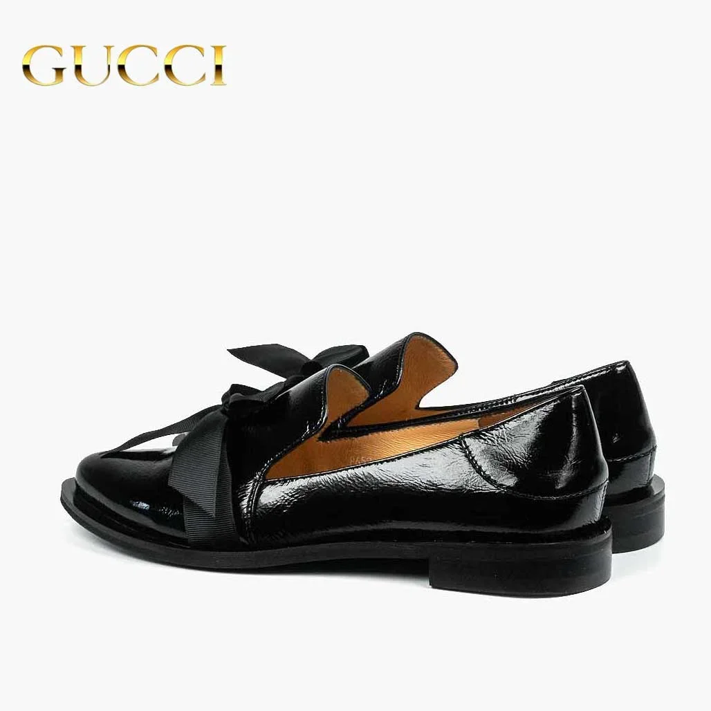 2023 Nowe damskie czarne skórzane buty Gucci®