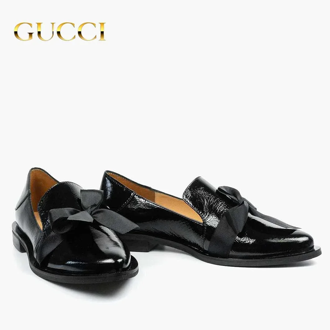 2023 Nowe damskie czarne skórzane buty Gucci®