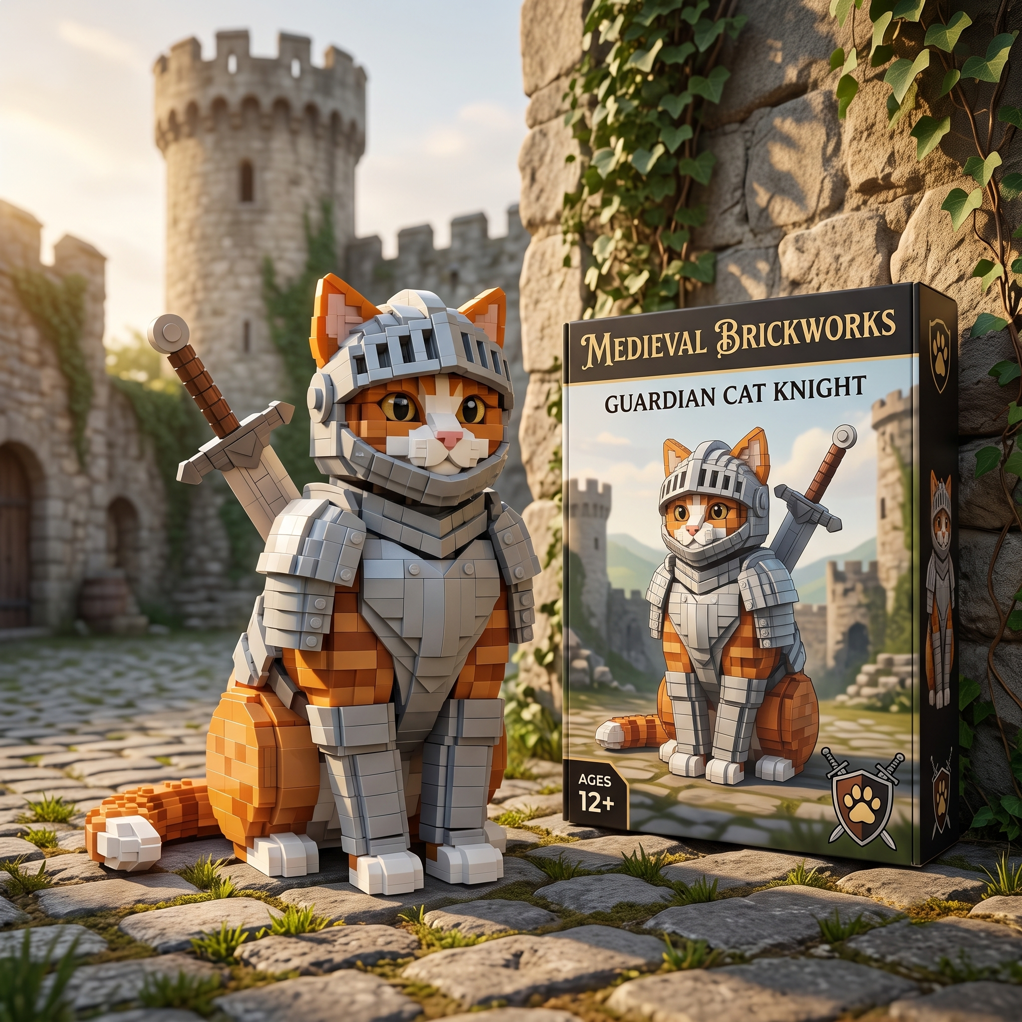 Medieval Feline Paladin Building Blocks