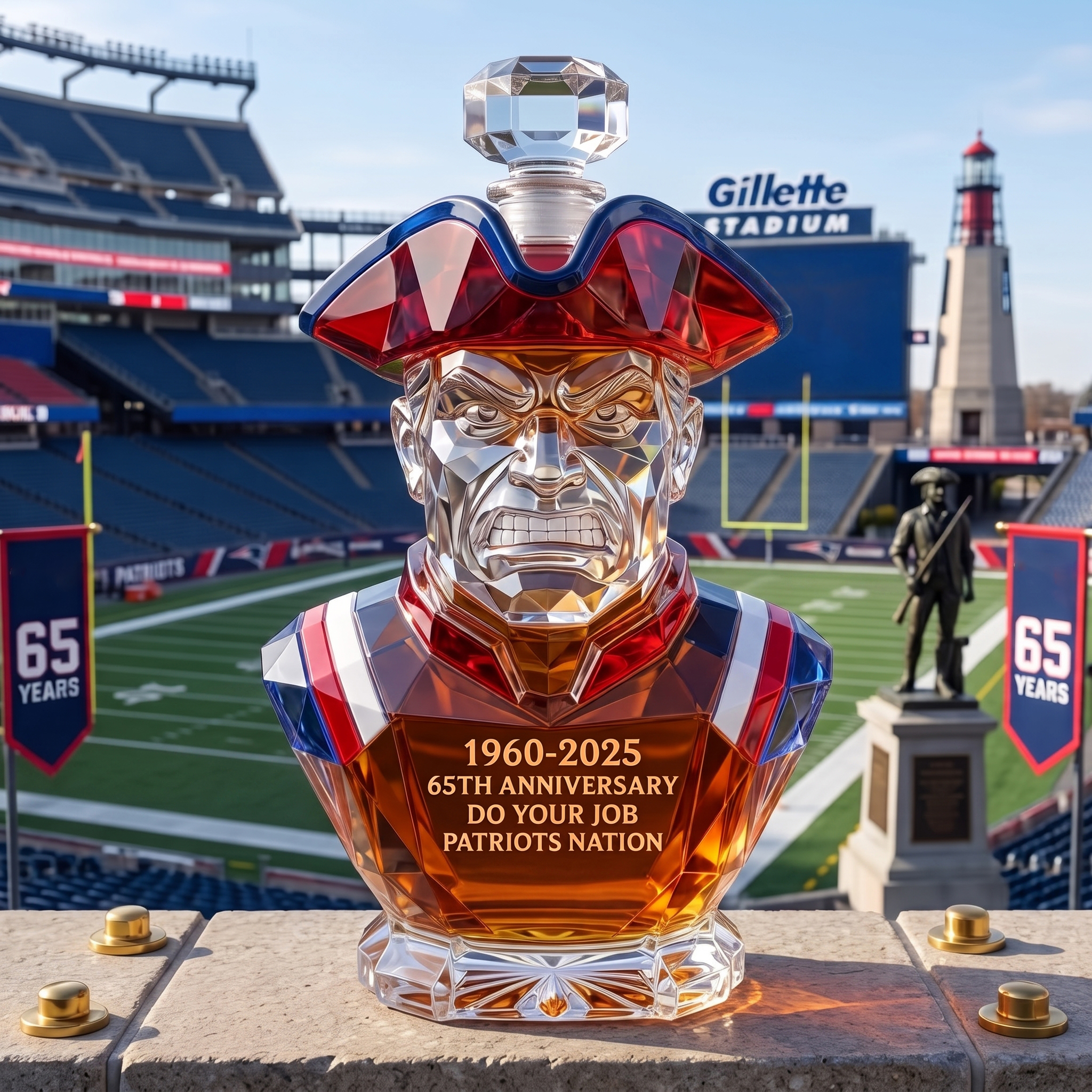 Patriots 1960–2025 65th Anniversary Commemorative Whiskey Bottle