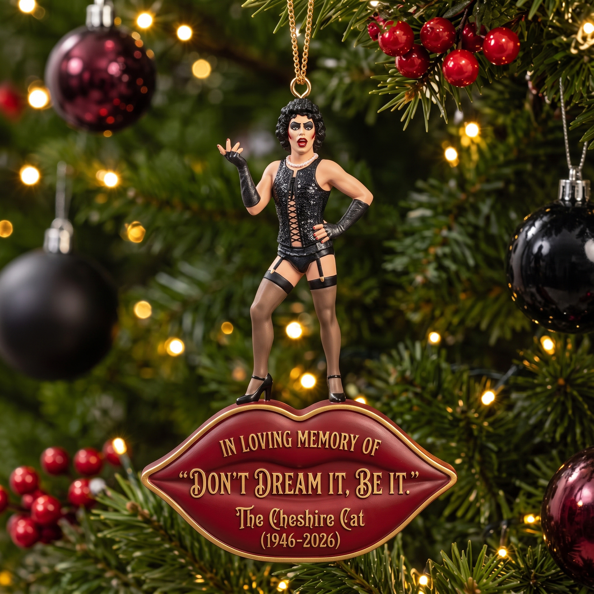 IN LOVING MEMORY OF THE CHESHIRE CAT (1946-2026) Christmas Ornament
