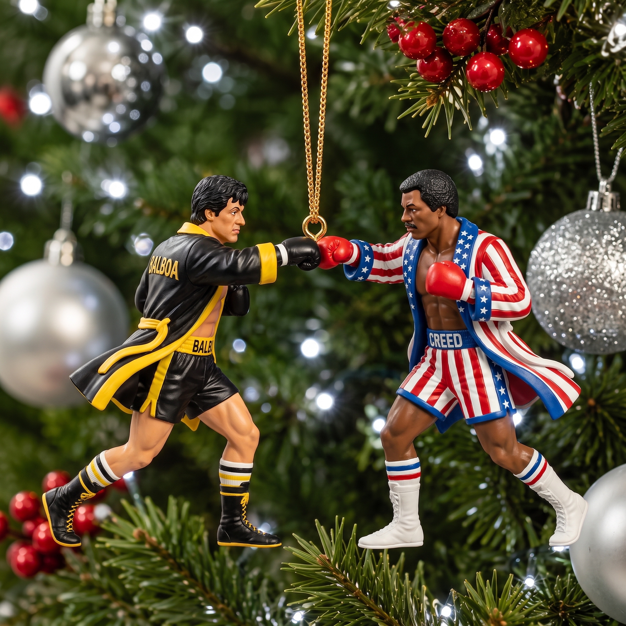 Rocky 1976–2026 50th Anniversary Fist-Bump Christmas Ornament