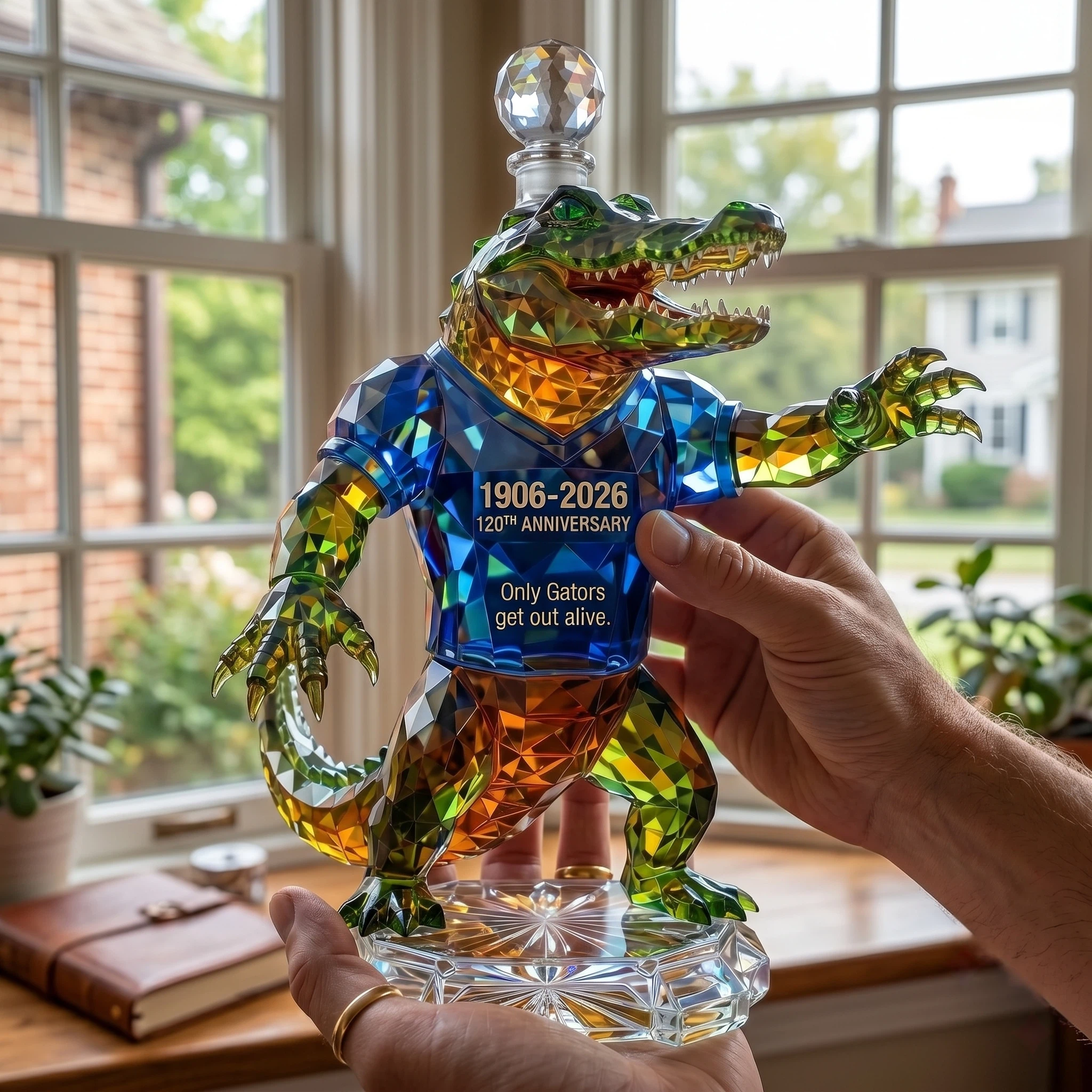 Only Gators get out alive 1906-2026 20th Anniversary Whisky Bottle