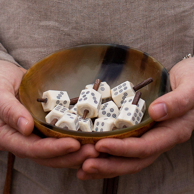 D6 Viking/Medieval Spinning Top Bone Dice