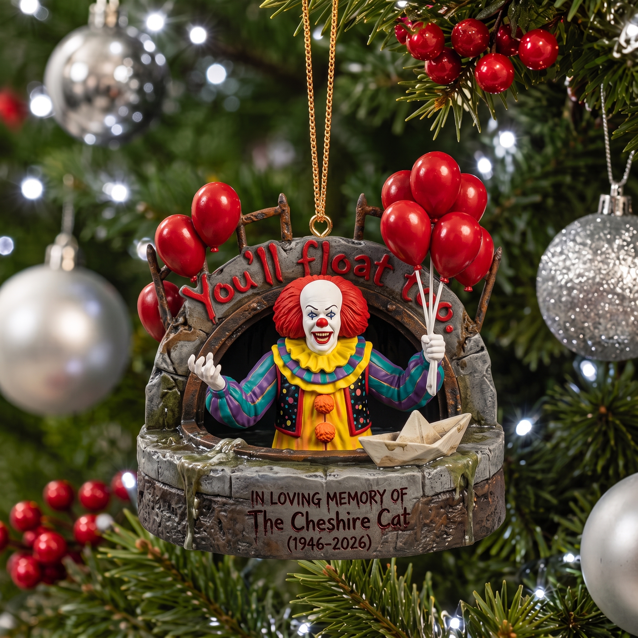 IN LOVING MEMORY OF THE CHESHIRE CAT (1946-2026) Christmas Ornament