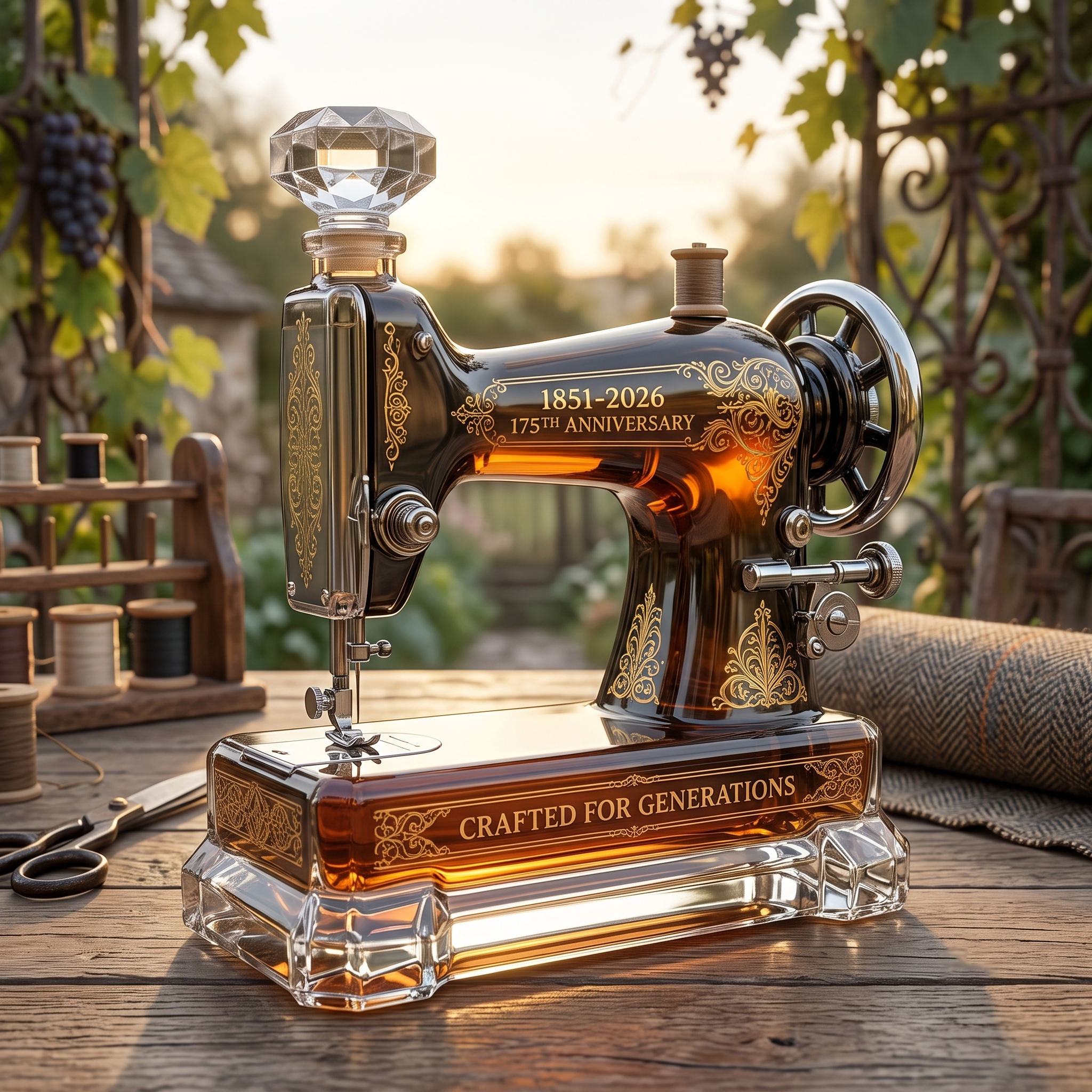 Classic Sewing Machine 1851–2026 175th Anniversary Commemorative Whisky Bottle