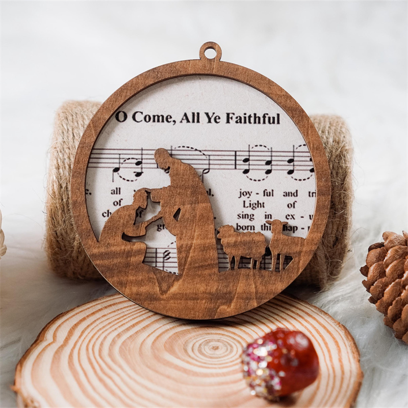 Set 5 Pieces Music Sheet Nativity Ornament