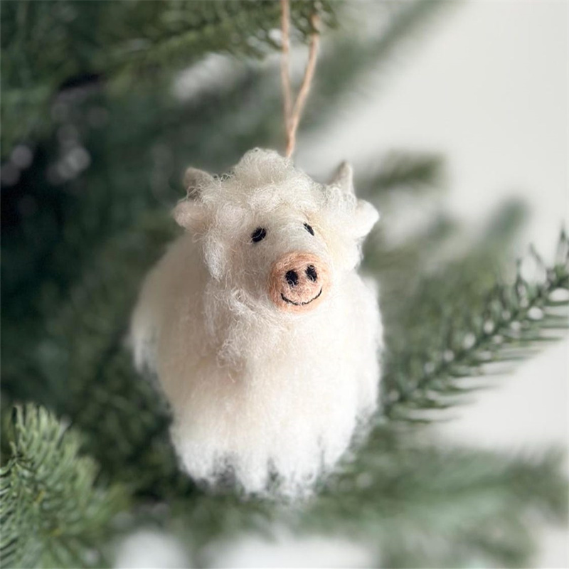Needle Felted Highland Cow Ornament
