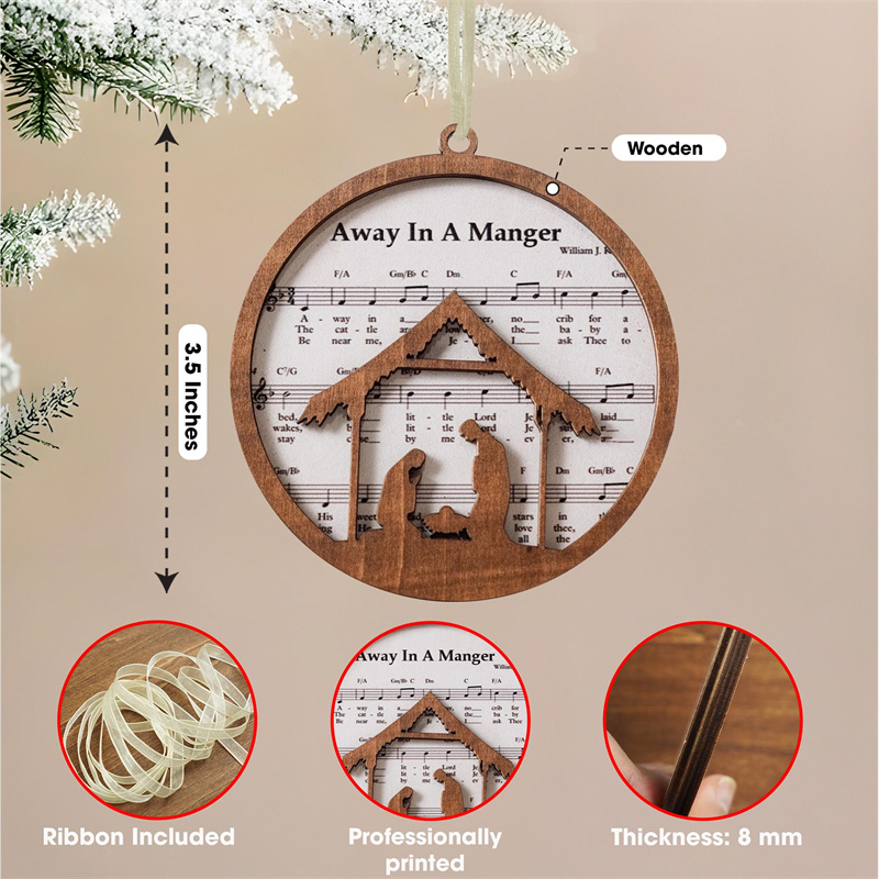 Set 5 Pieces Music Sheet Nativity Ornament
