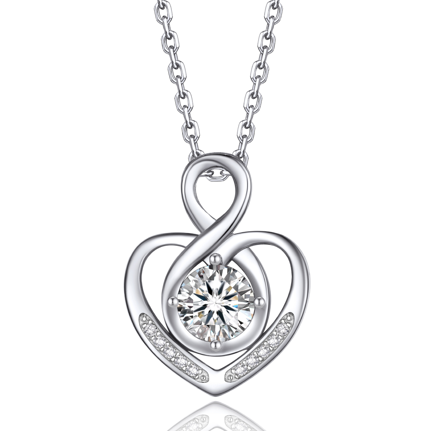 MomentWish Infinity Heart Pendant Necklace for Women 1 Carat Simulated Diamond Necklace Valentines Day Anniversary Jewelry Gifts for Her