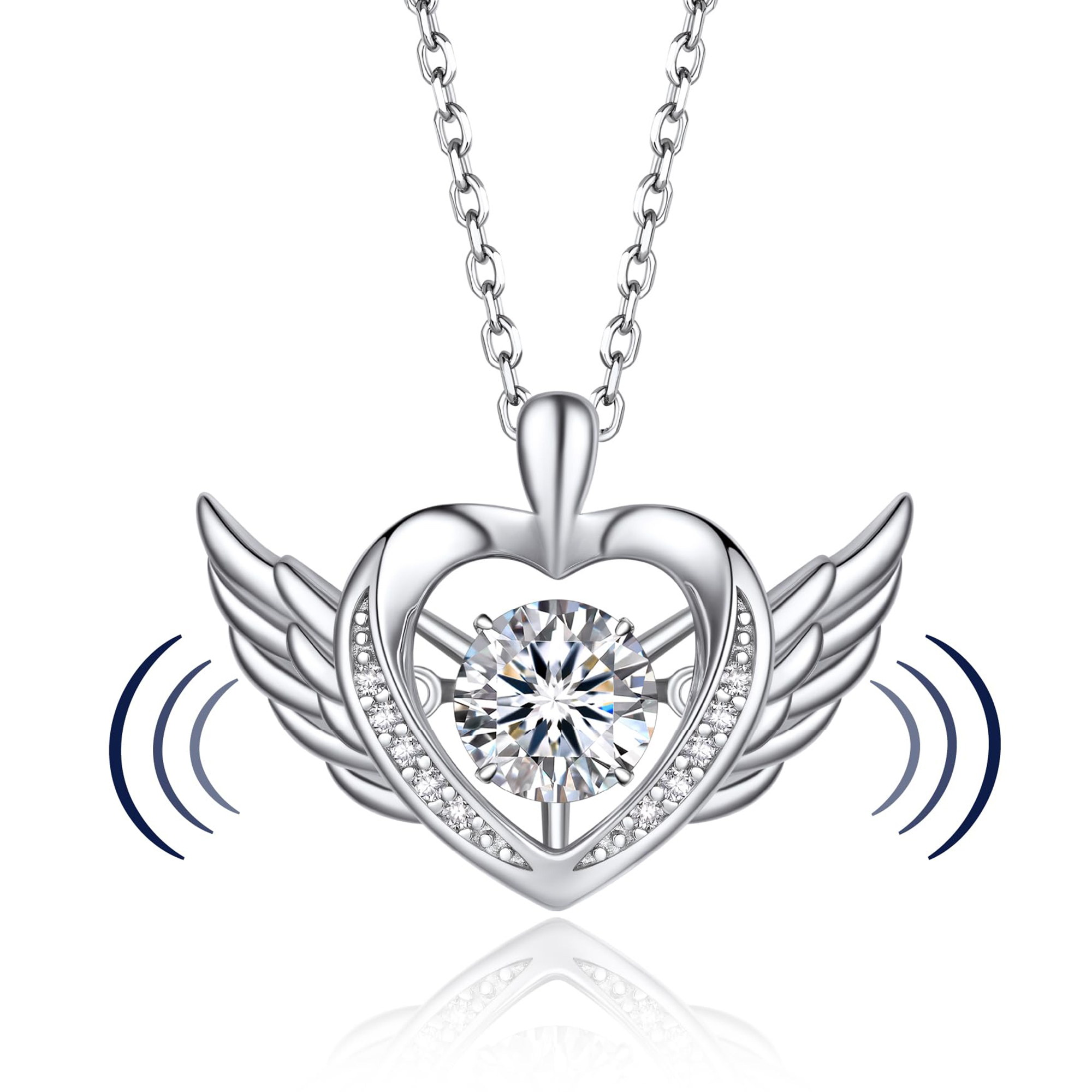 MomentWish 1 Carat Moissanite Halo Dancing Pendant Necklace for Women Simulated Diamond Sterling Silver Sparkling Gift for Her