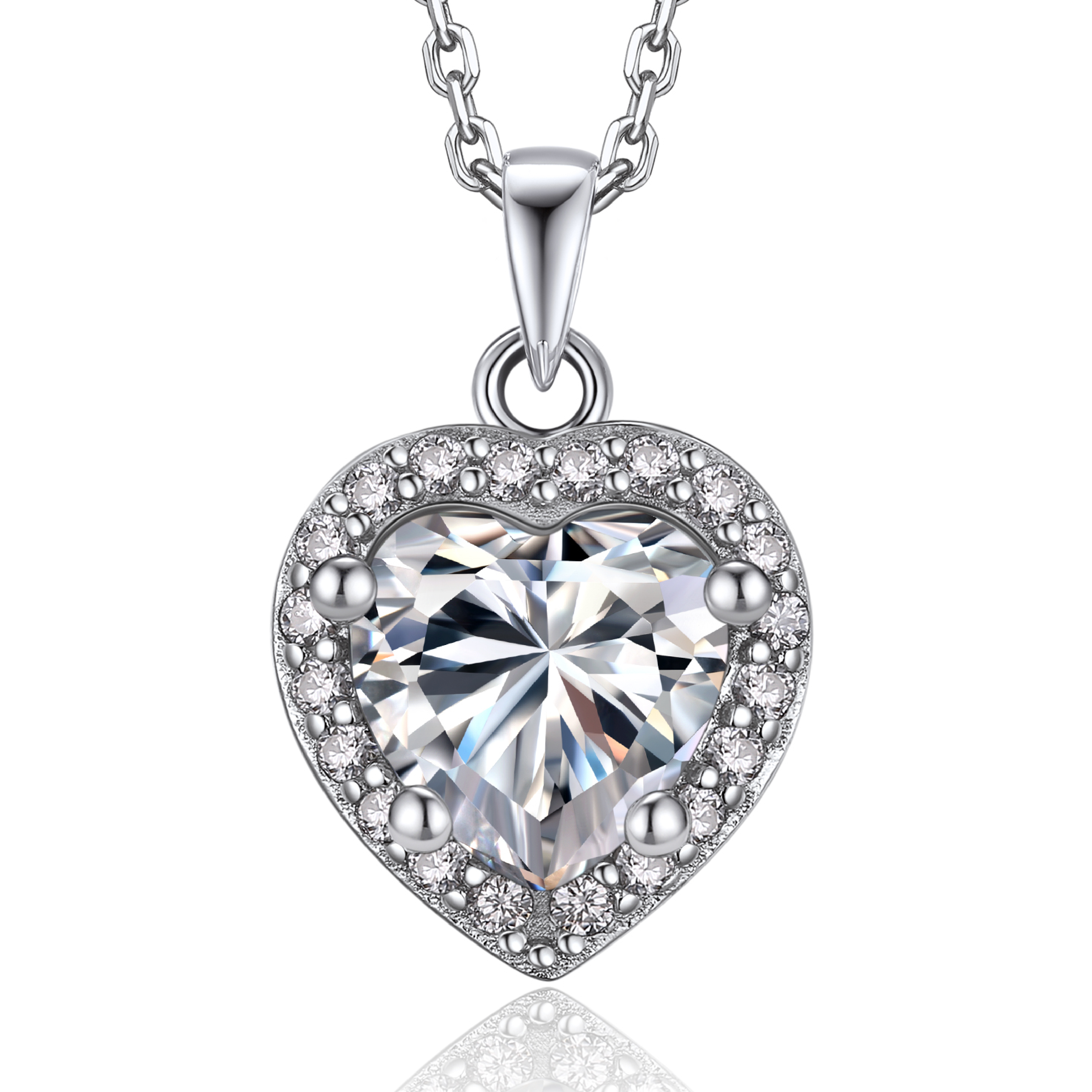 Momentwish 1 Carat Moissanite Heart Necklace for Women Simulated Diamond Sterling Silver Necklace Gifts for Her