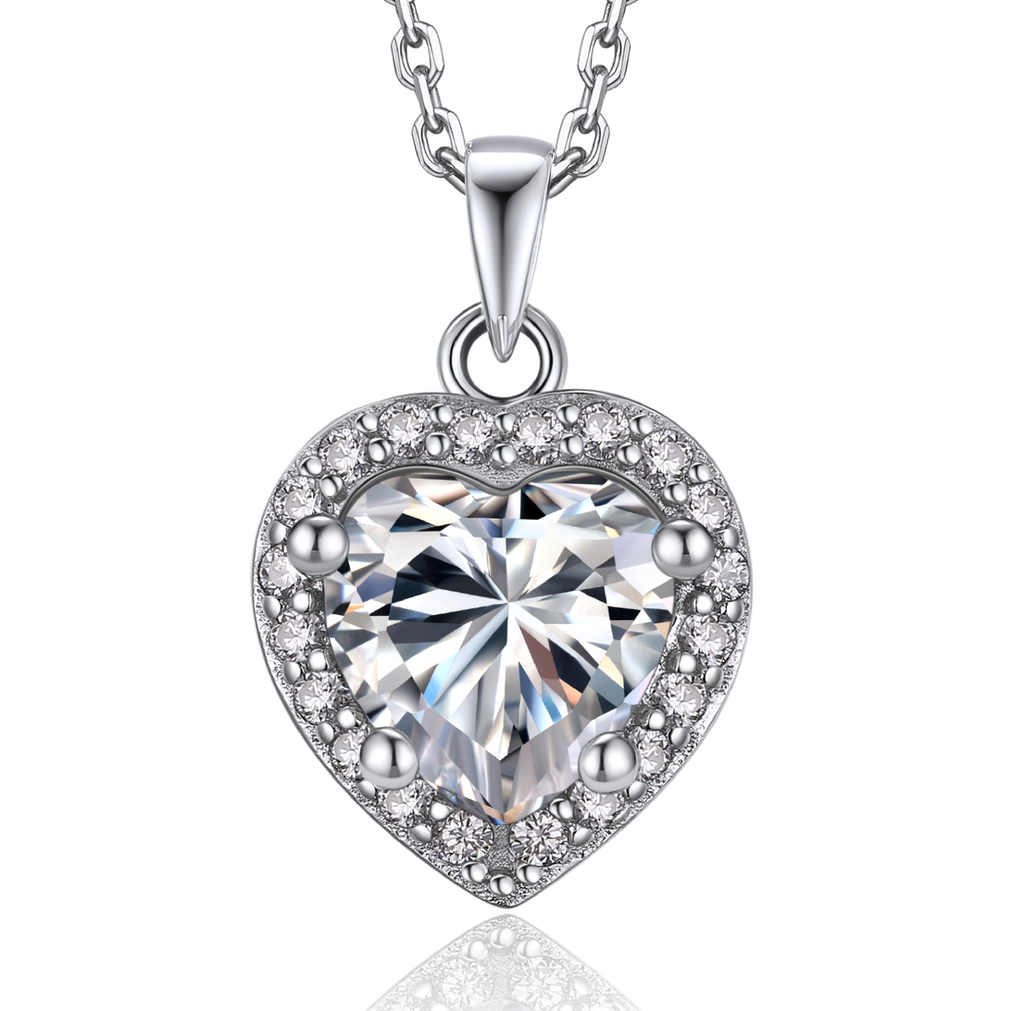Momentwish 1 Carat Moissanite Heart Necklace for Women Simulated Diamond Sterling Silver Necklace Gifts for Her