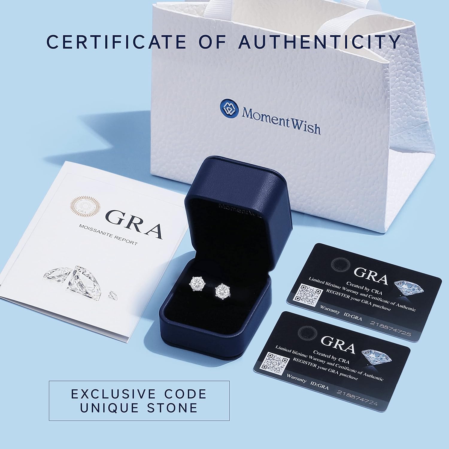 Black Halo Stud Earrings MomentWish 2Carat Moissanite Stud Earring, D Color VVS1 Simulated Black Diamond 925 Sterling Silver Halo Earrings