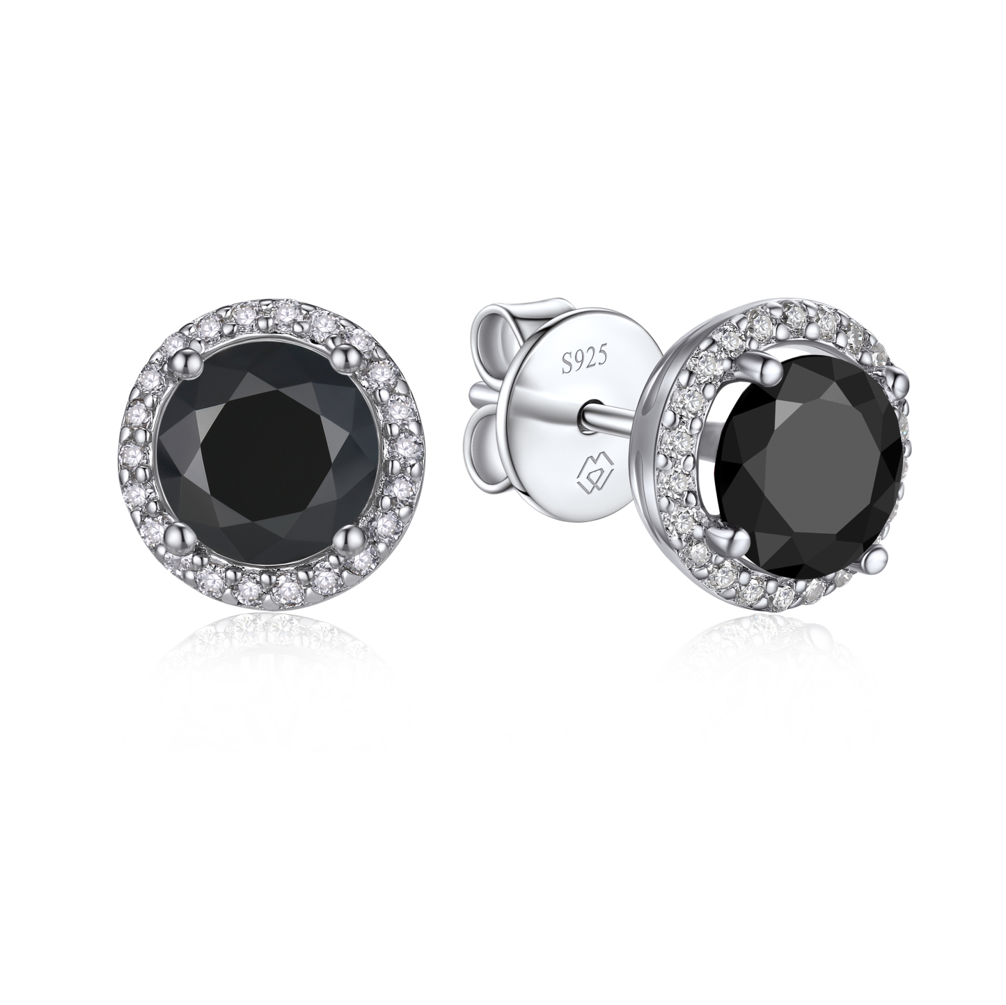 Black Halo Stud Earrings MomentWish 2Carat Moissanite Stud Earring, D 