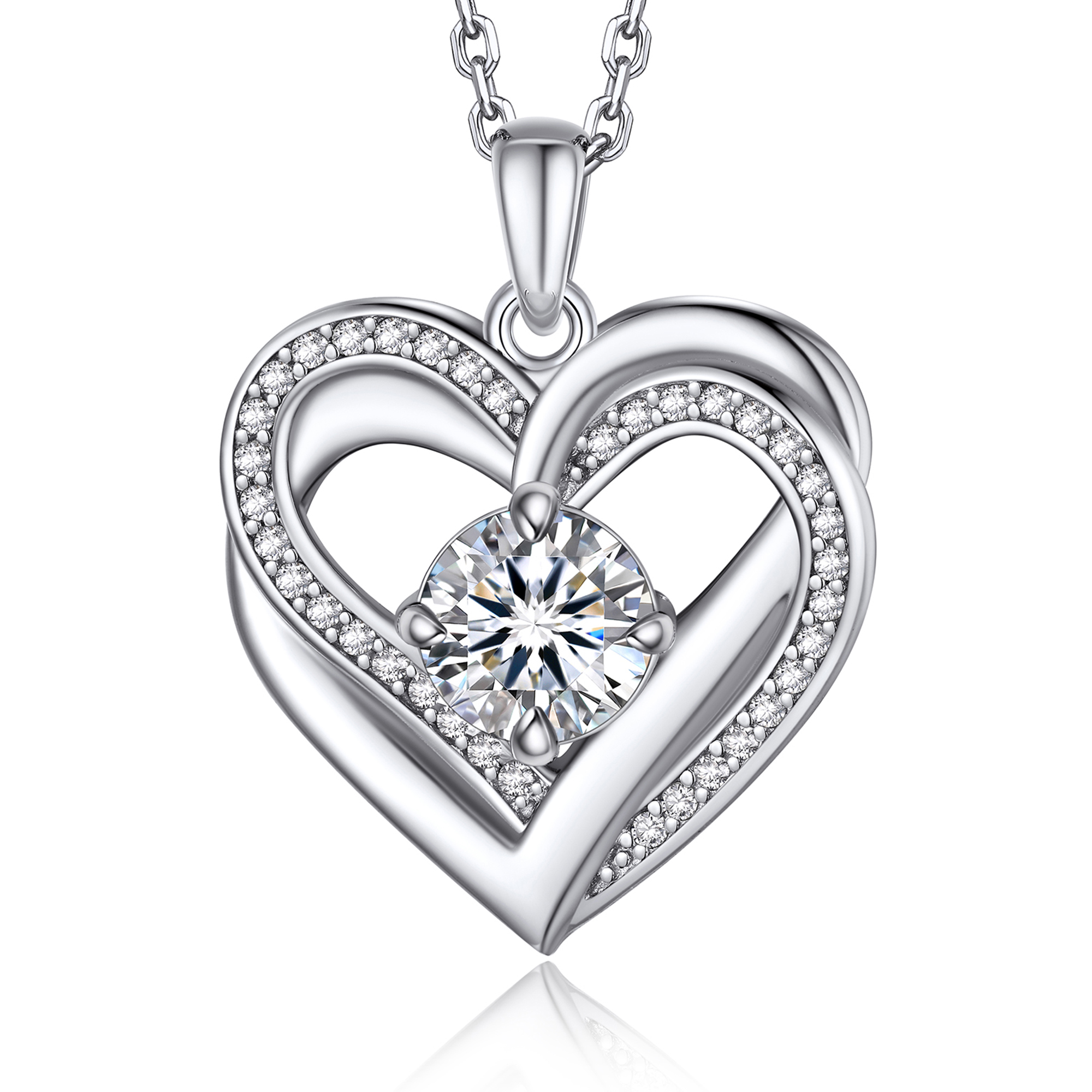 Momentwish 1 Carat Moissanite Heart Necklace for Women Simulated Diamo