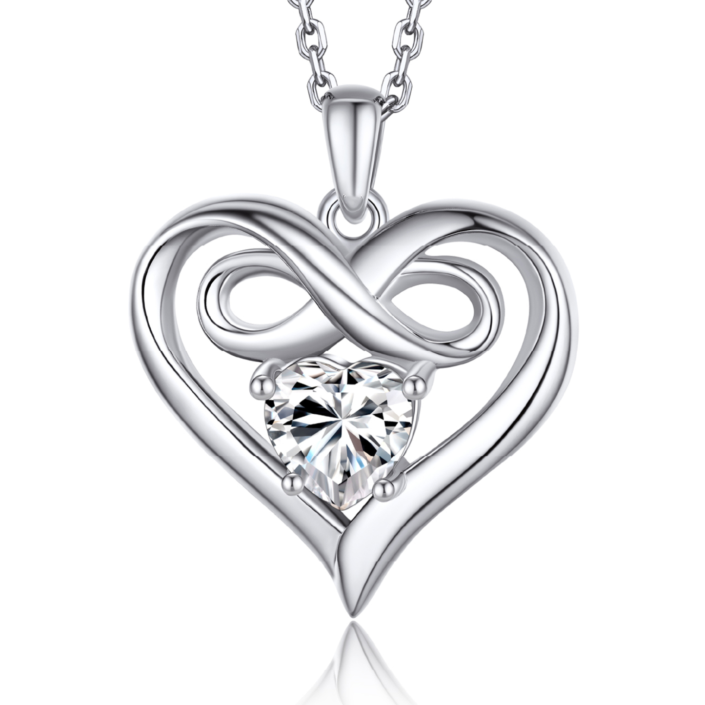 Momentwish 1 Carat Moissanite Heart Necklace for Women Simulated Diamond Sterling Silver Necklace Gifts for Her