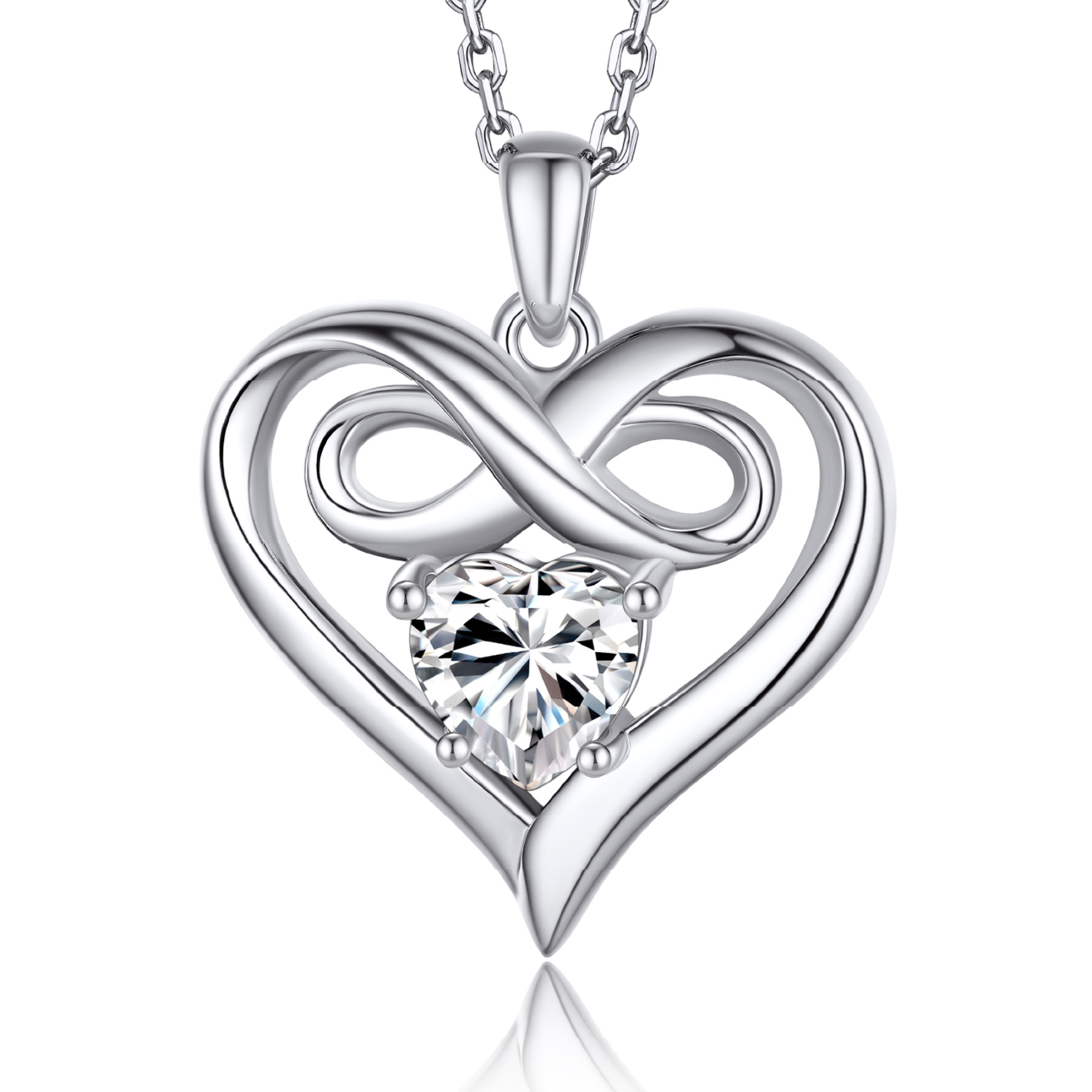 Momentwish 1 Carat Moissanite Heart Necklace for Women Simulated Diamond Sterling Silver Necklace Gifts for Her
