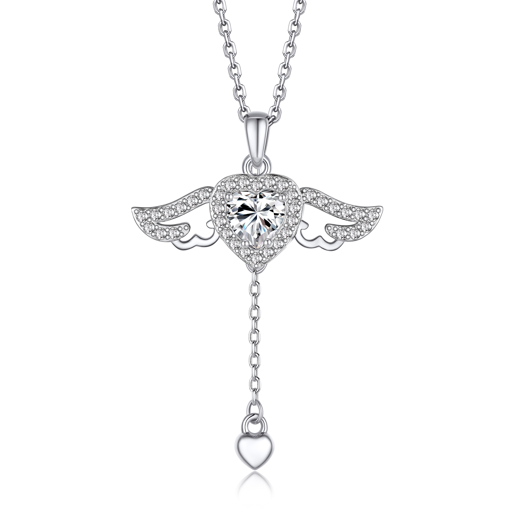 Momentwish 1 Carat Moissanite Heart Necklace for Women Simulated Diamond Sterling Silver Necklace Gifts for Her