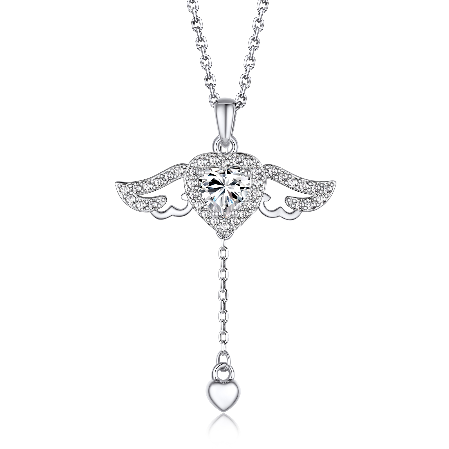 Momentwish 1 Carat Moissanite Heart Necklace for Women Simulated Diamond Sterling Silver Necklace Gifts for Her