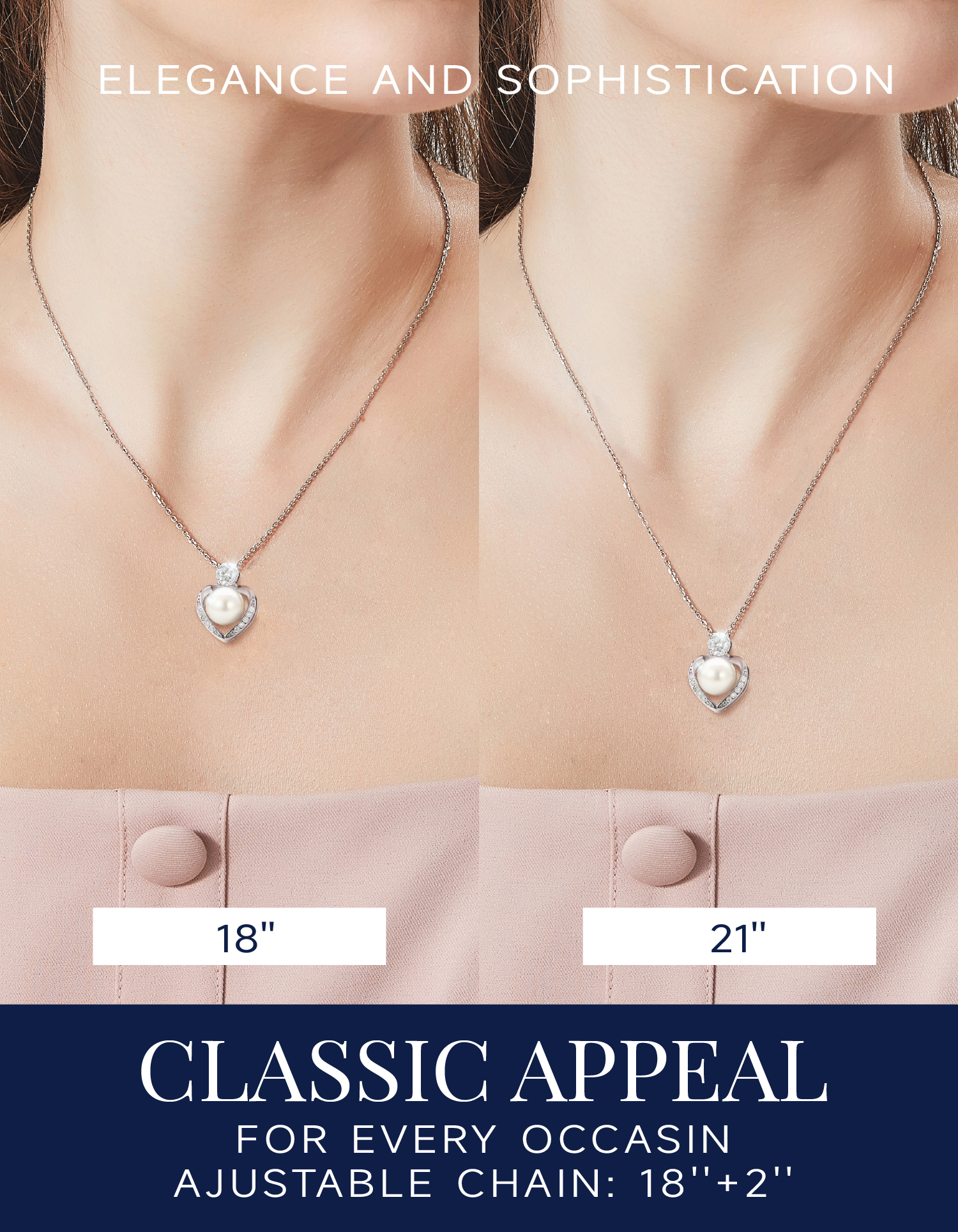 MomentWish Pearl Pendant Necklace for Women,Round Cut Diamond Necklace,925 Sterling Silver Heart Necklace Anniversary Wedding Gift for Her