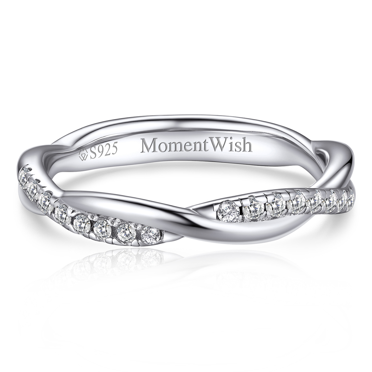 MomentWish Promise Ring for Women,1 Carat Moissanite Engagement Rings for Her S925 Sterling Silver, Simulated Diamond Twisted Vine Rings-Size 7