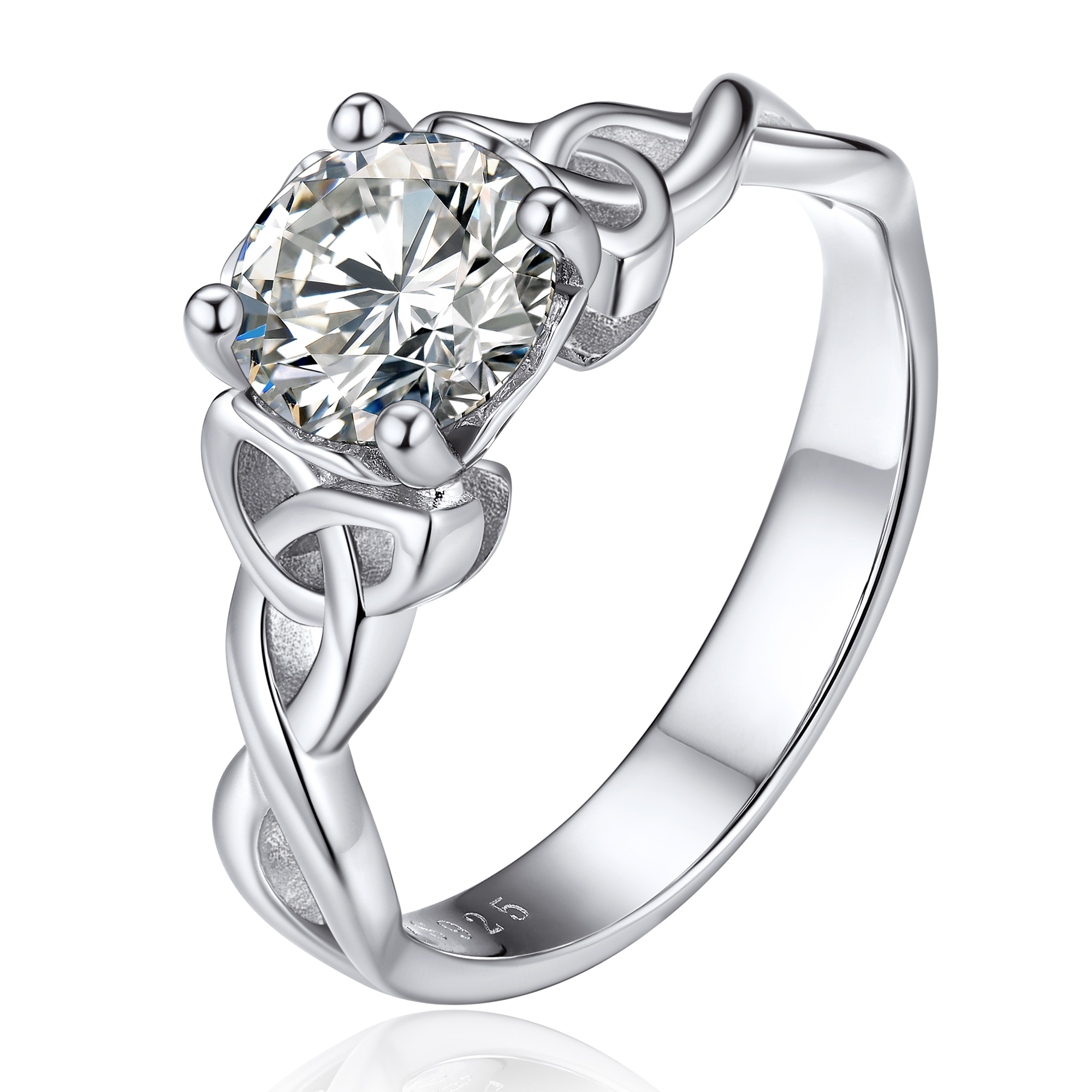 MomentWish Promise Ring for Women,1 Carat Moissanite Engagement Rings for Her S925 Sterling Silver, Simulated Diamond Twisted Vine Rings-Size 7