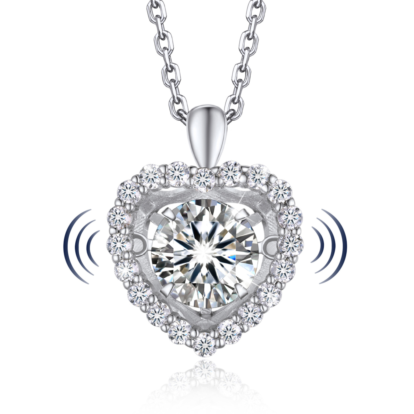 MomentWish 1 Carat Moissanite Halo Dancing Pendant Necklace for Women Simulated Diamond Sterling Silver Sparkling Gift for Her