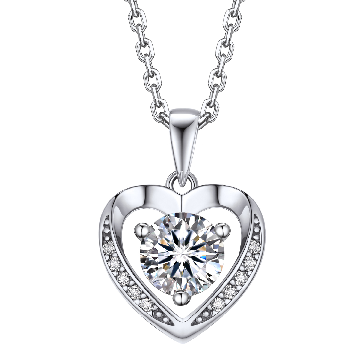 Momentwish 1 Carat Moissanite Heart Necklace for Women Simulated Diamo