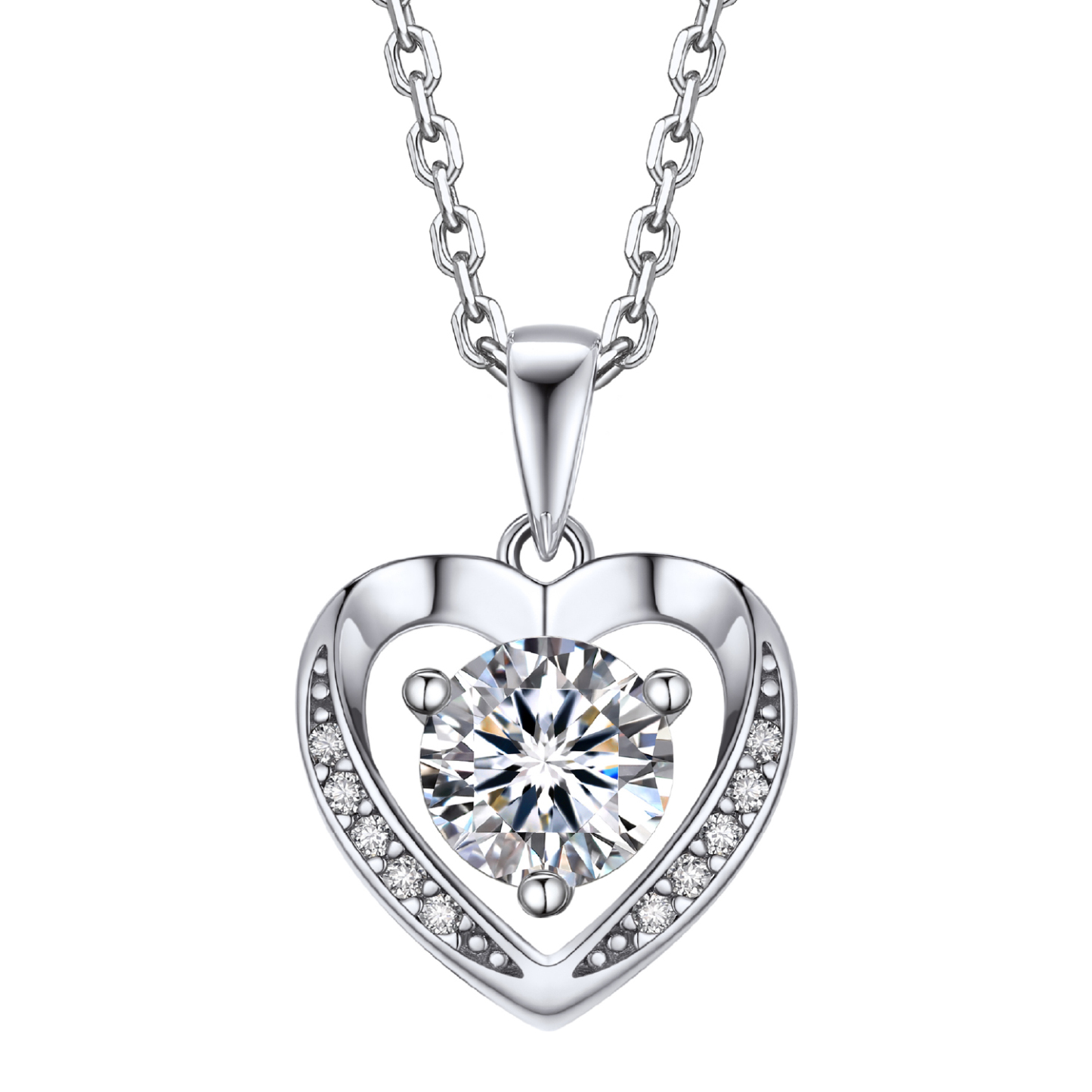 Momentwish 1 Carat Moissanite Heart Necklace for Women Simulated Diamo