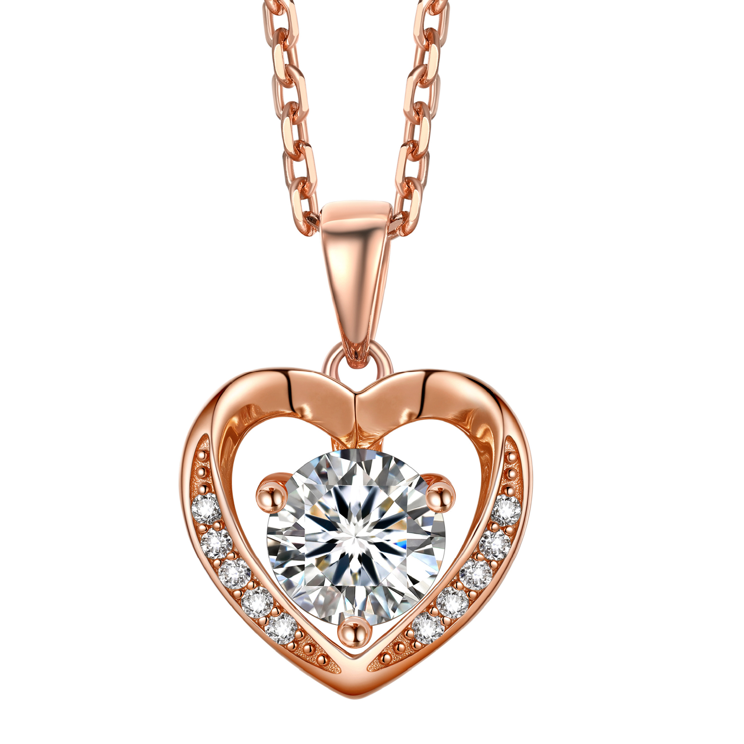 Momentwish 1 Carat Moissanite Heart Necklace for Women Simulated Diamond Sterling Silver Necklace Gifts for Her