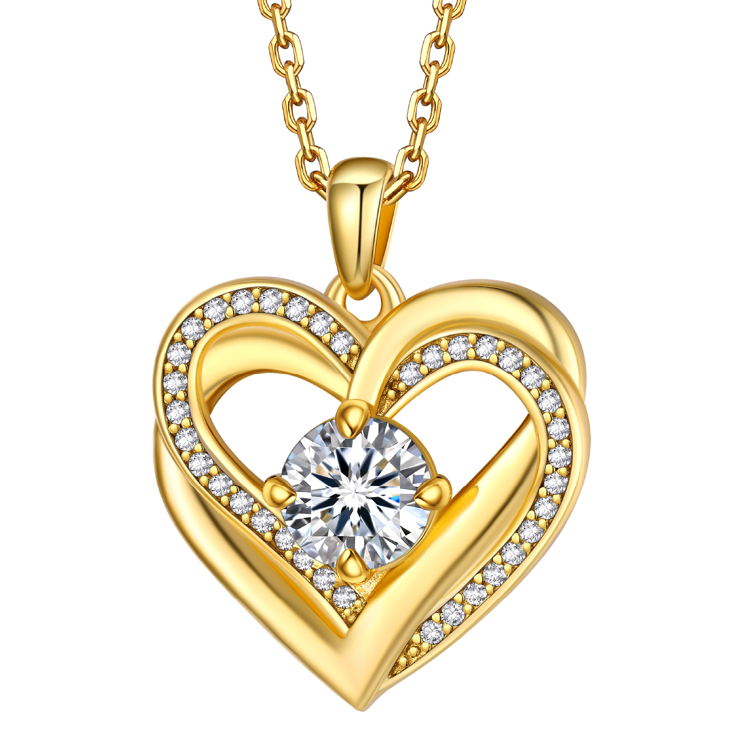 Momentwish 1 Carat Moissanite Heart Necklace for Women Simulated Diamond Sterling Silver Necklace Gifts for Her