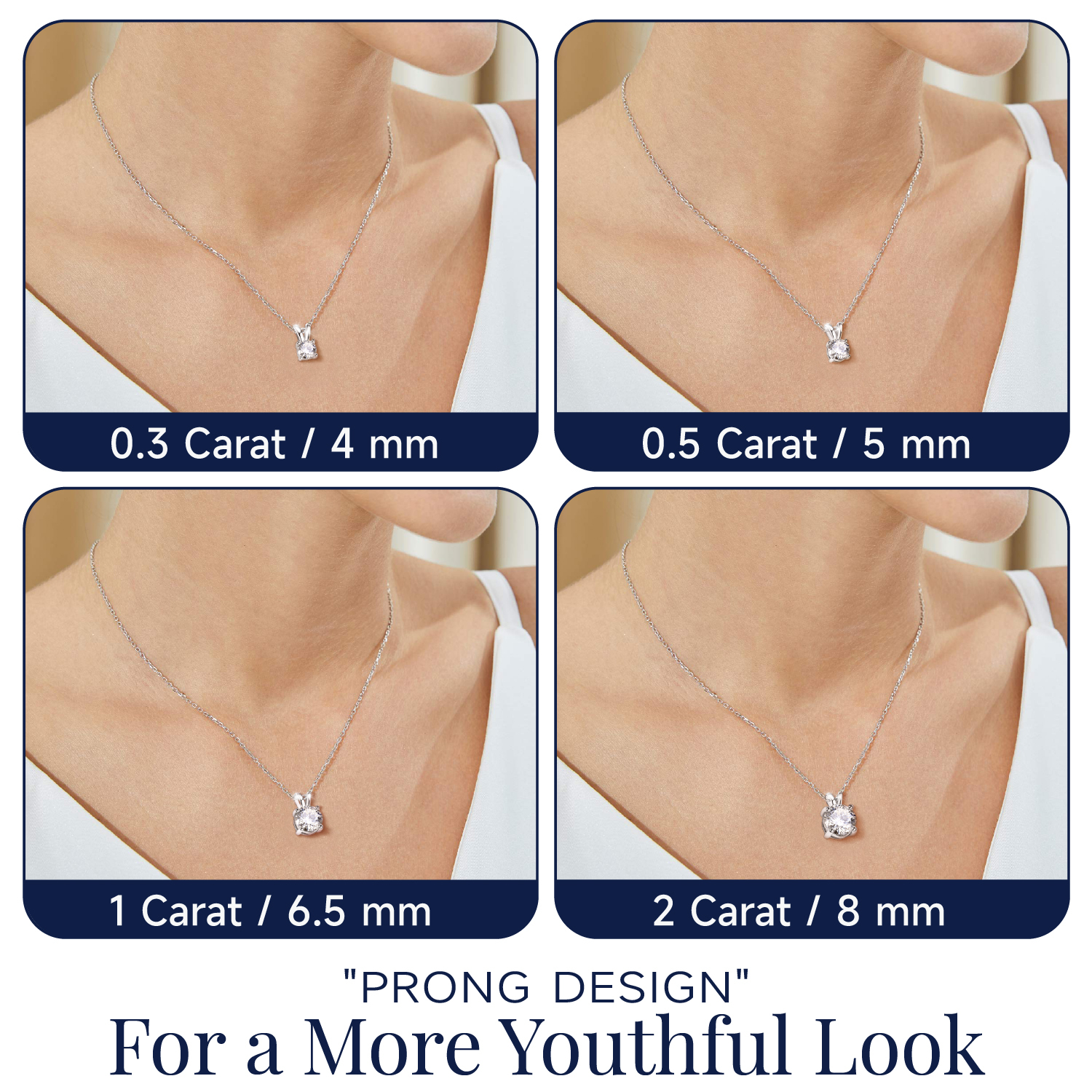 MomentWish 1 Carat Round Cut Moissanite Solitaire Pendant Necklace for  Women 925 Sterling Silver with 18K White Gold