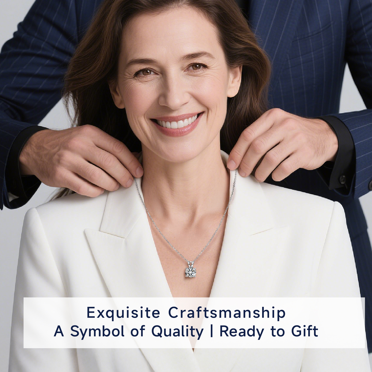 MomentWish 1 Carat Round Cut Moissanite Solitaire Pendant Necklace for  Women 925 Sterling Silver with 18K White Gold