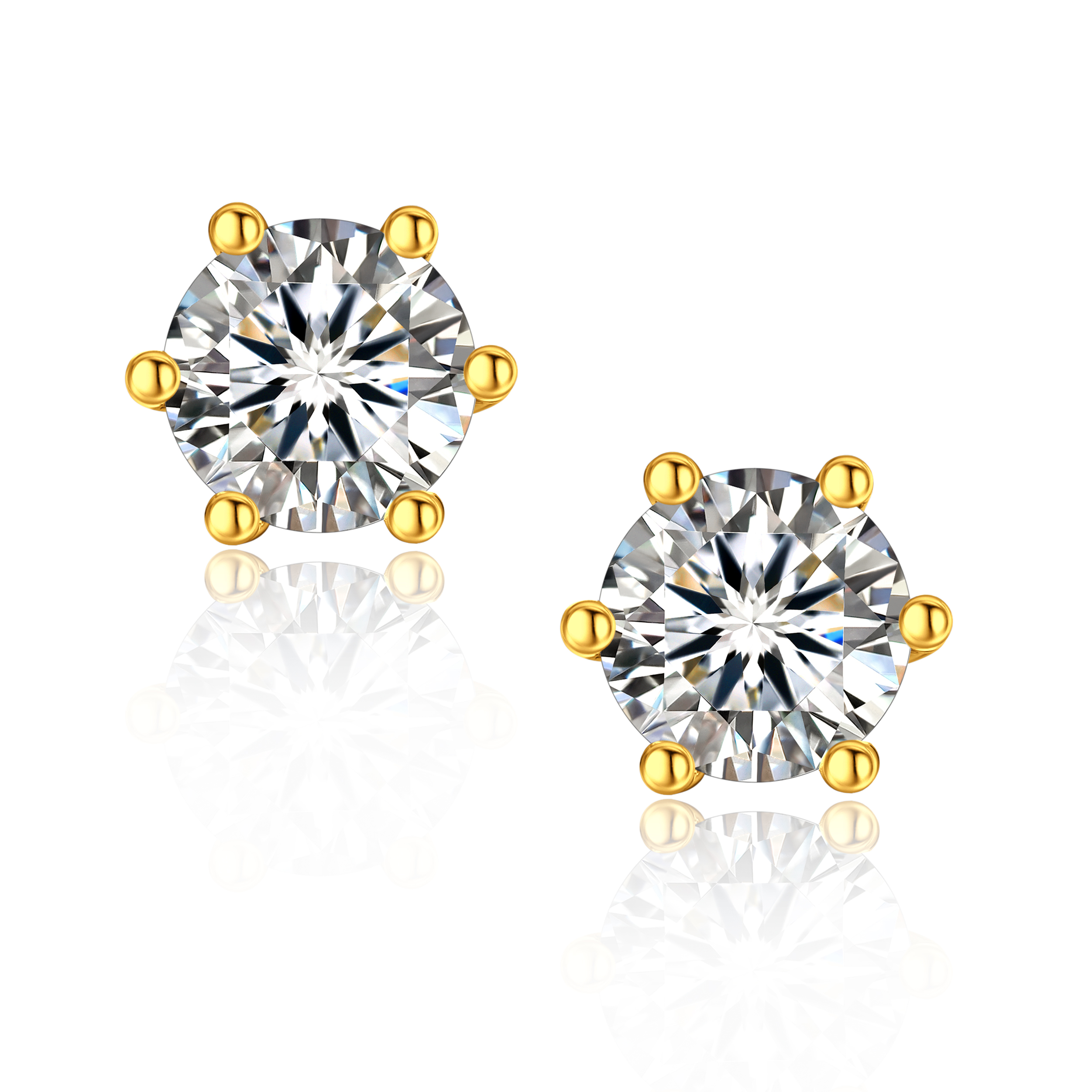 MomentWish Sterling Silver Moissanite Diamond Earrings Gold Plated