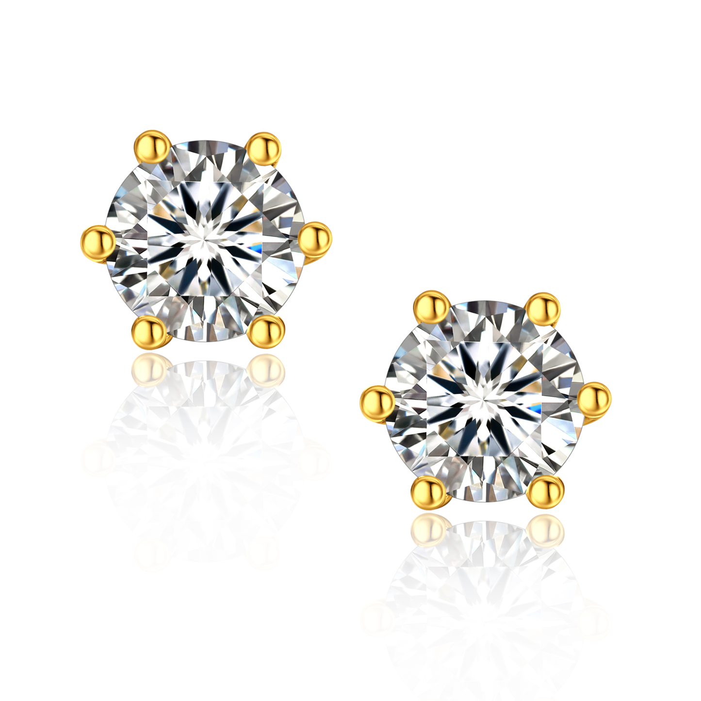 MomentWish Sterling Silver Moissanite Diamond Earrings Gold Plated