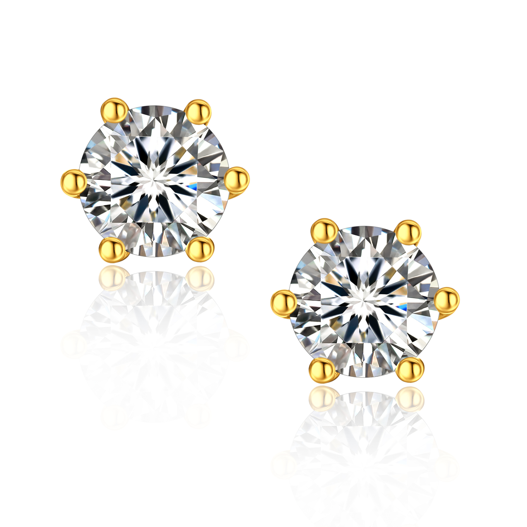 MomentWish Sterling Silver Moissanite Diamond Earrings Gold Plated