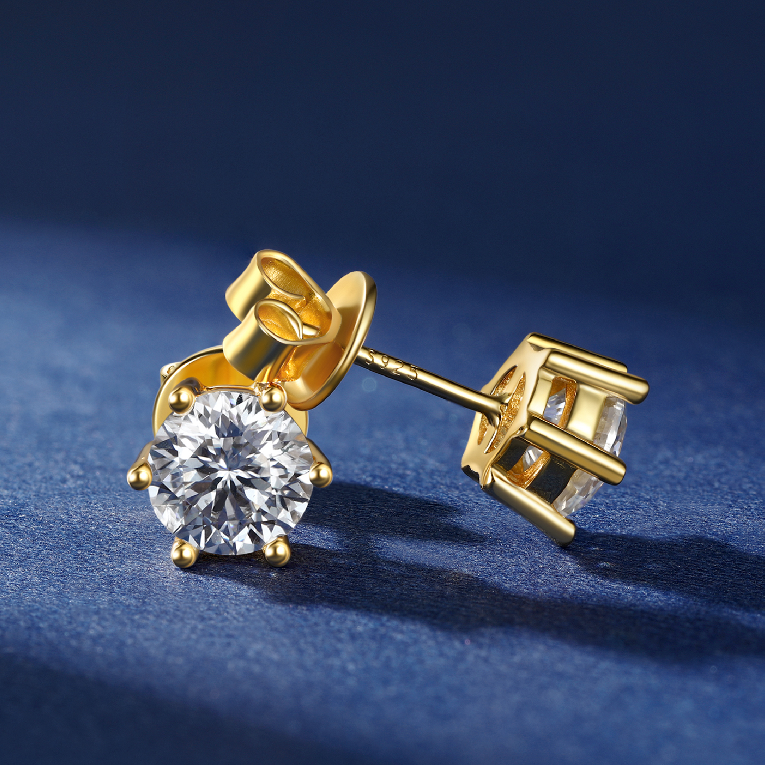 MomentWish Sterling Silver Moissanite Diamond Earrings Gold Plated