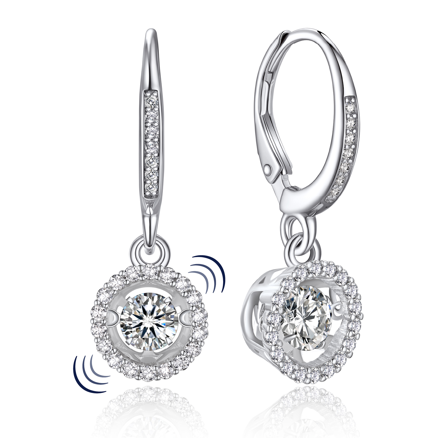 MomentWish Moissanite Huggie Earrings for Women,D Color VVS1 Simulated Diamond 925 Sterling Silver Dangle Earrings