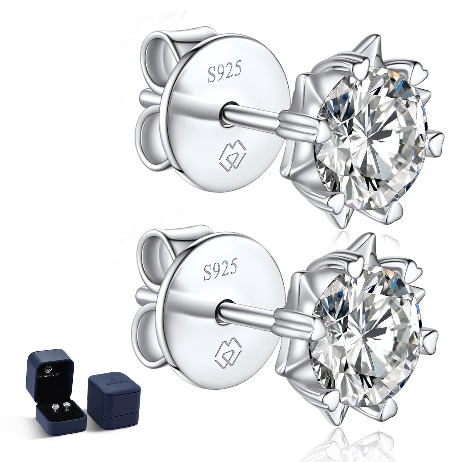 MomentWish Moissanite Earrings Snowflake Stud Earrings