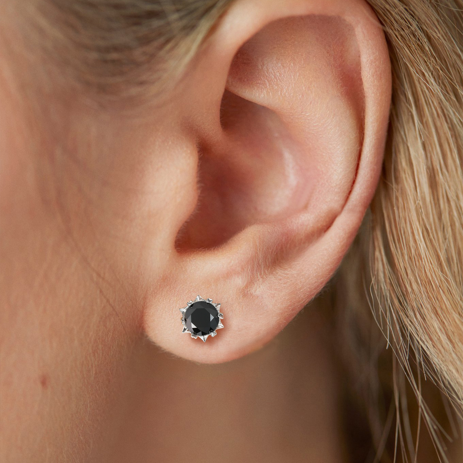 MomentWish Black Moissanite Stud Earrings Snowflake Earrings