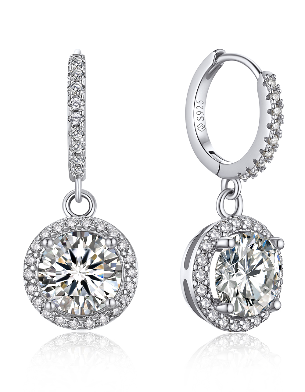 MomentWish Halo Moissanite Hoop Earrings For Women