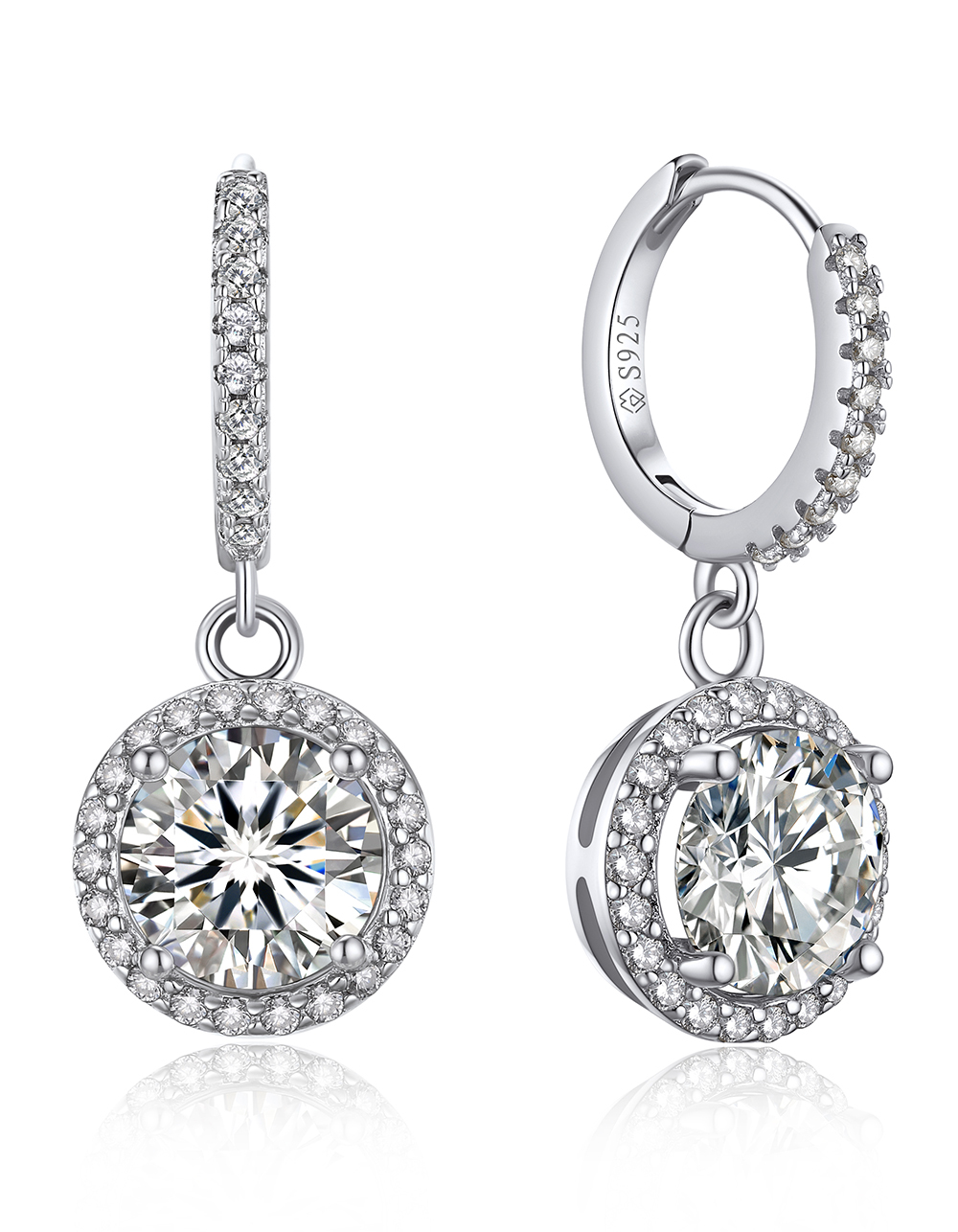 MomentWish Halo Moissanite Hoop Earrings For Women