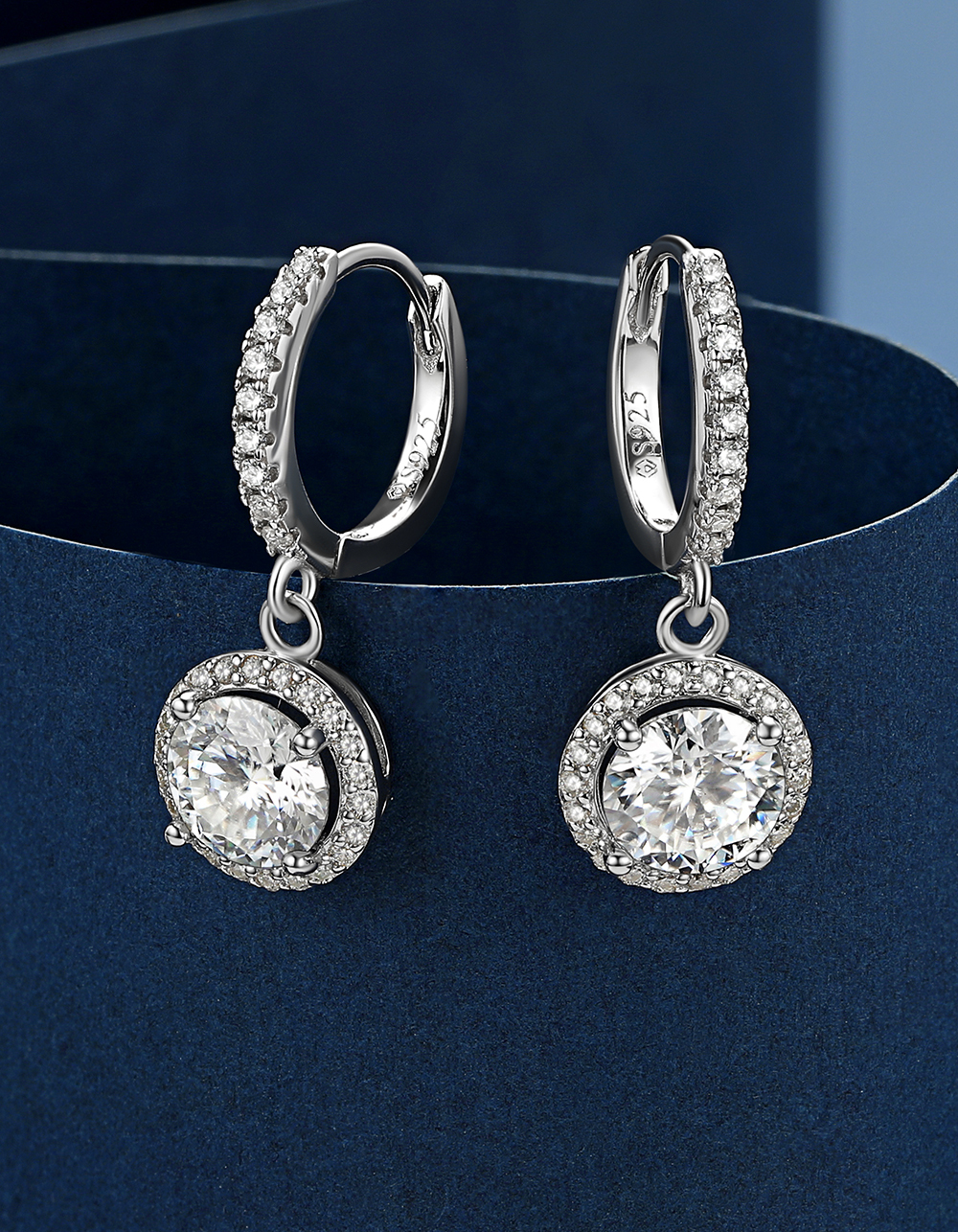 MomentWish Halo Moissanite Hoop Earrings For Women