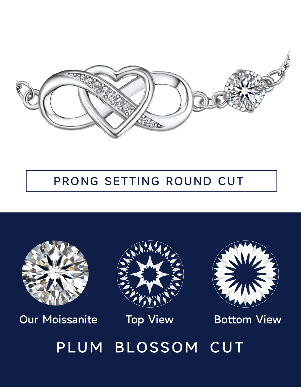 MomentWish Heart Infinity Bracelet With Moissanite