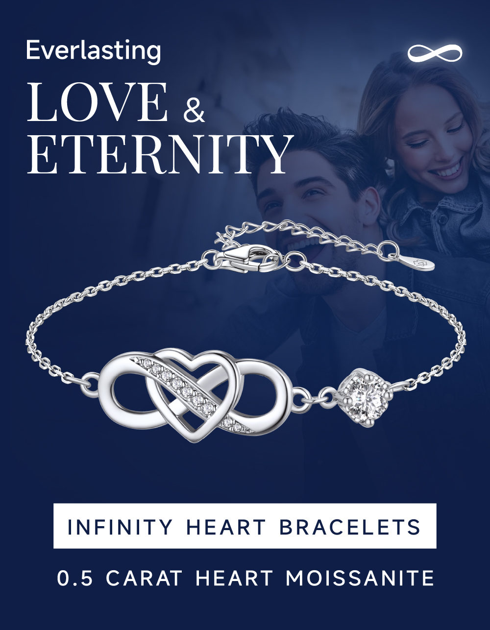MomentWish Heart Infinity Bracelet With Moissanite