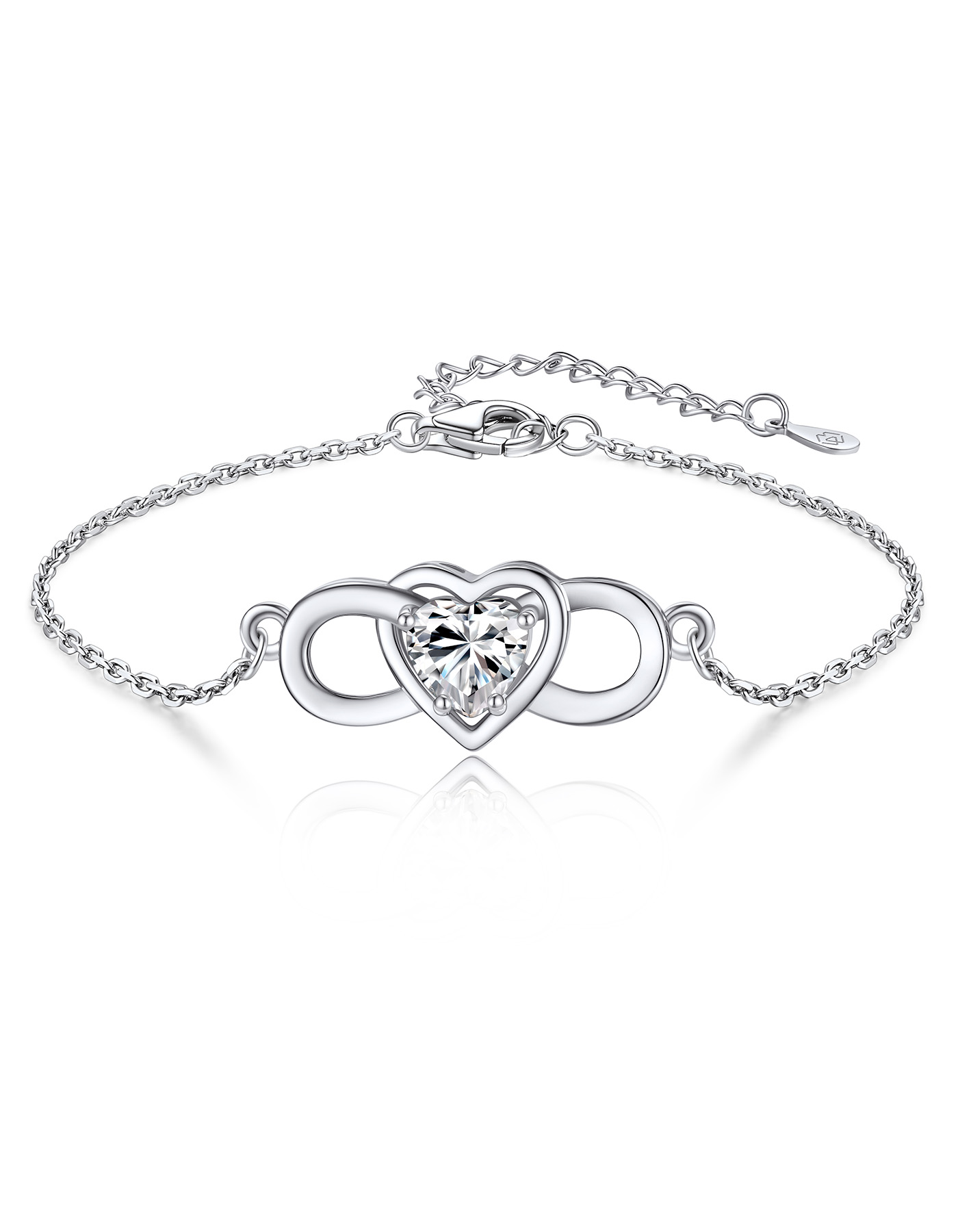 MomentWish Infinity Heart Bracelet With Moissanite For Women
