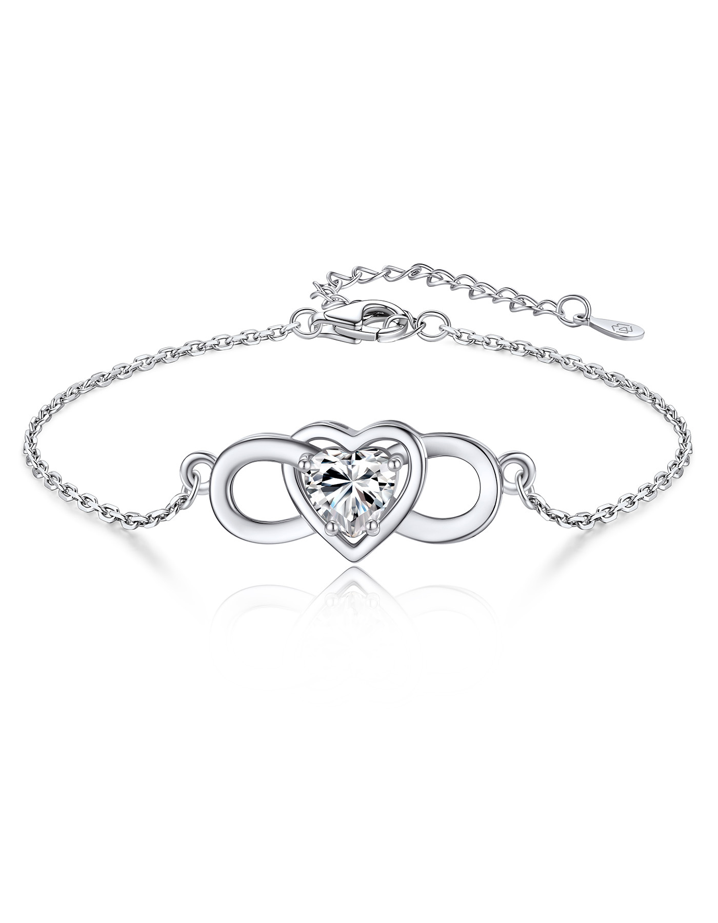 MomentWish Infinity Heart Bracelet With Moissanite For Women