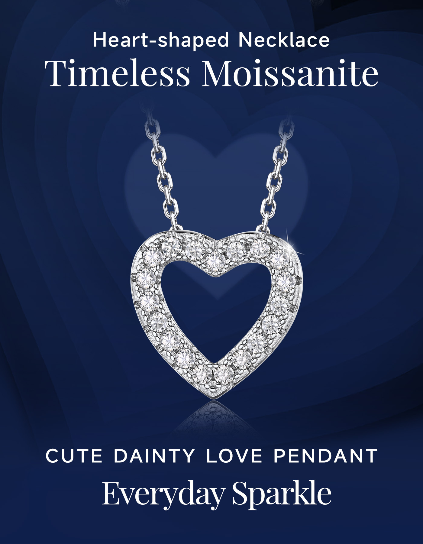 Moissanite Heart Pendant Necklace For Women in S925 Silver