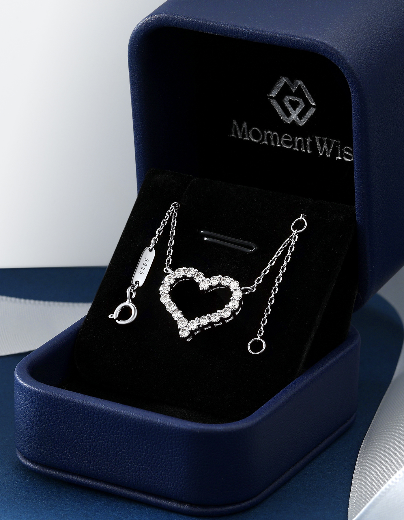 MomentWish Heart Necklace, 0.3Carat Moissanite Love Necklace for Women, D Color VVS1 Moissanite 925 Sterling Silver Necklace Wedding Birthday Gifts for Her